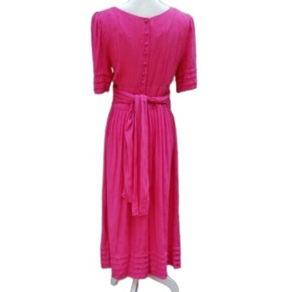 Vintage Sarah Elizabeth Pink Pleated Bodice Dress Sz 8 - Picture 3 of 10